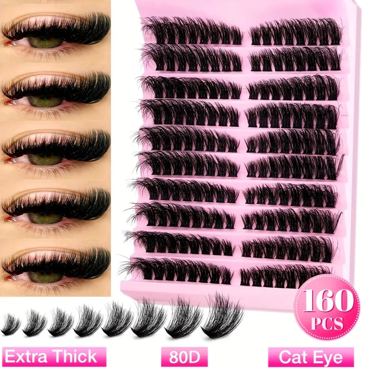 200/720PCS Eyelash Cluster Kit | Soft Fluffy Long-Lasting | Beginner-Friendly Easy Apply | Daily & Party Makeup