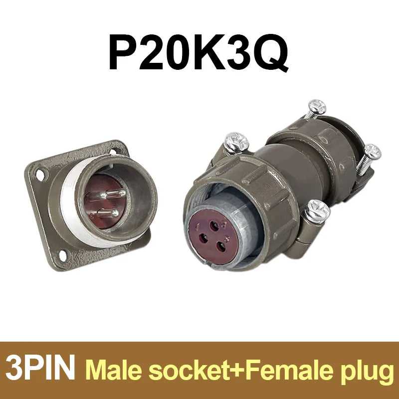 P20 Series Connector 2 3 4 5 7 Core 20mm Plug and Socket | Waterproof Circular Conn additional angle