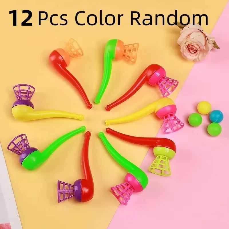 12PCS Suspended Blow Pipe Blow Ball Rod Game Children Balance Training Floating Blowi alternate view