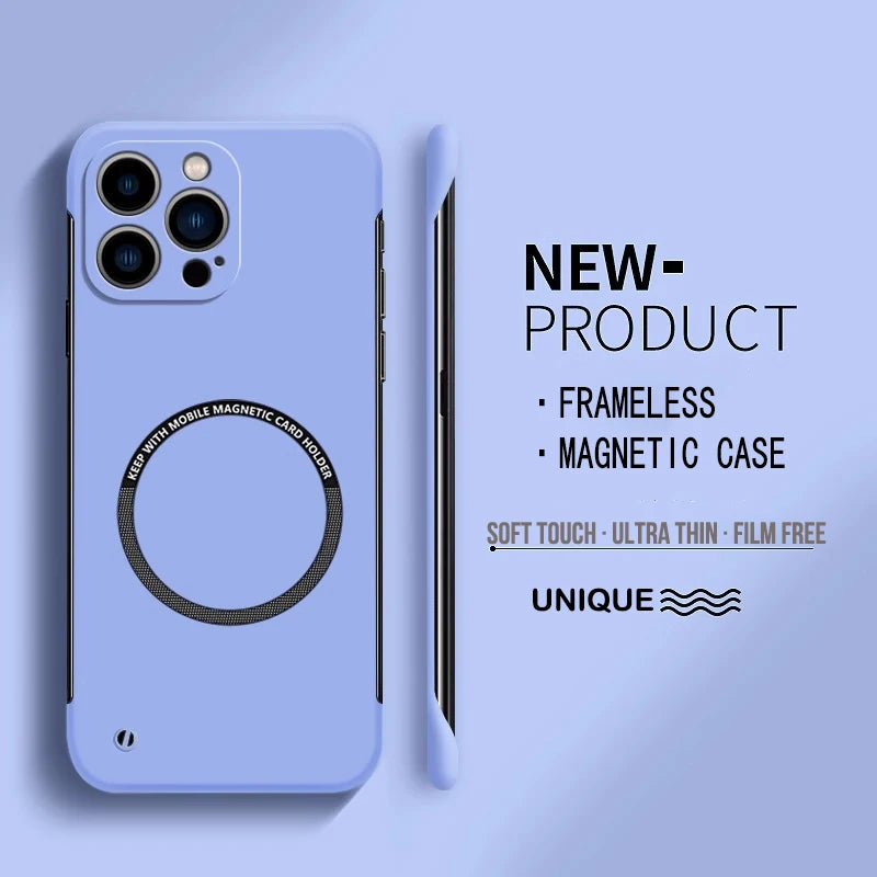 【Iron Plate Glue on Surfce 】Ultra Thin Hard Magnetic Frameless Phone Case For iPhone alternate view