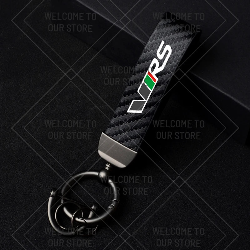 Skoda VRS Carbon Fiber Keychain | Car Emblem Key Ring for Citigo Kodiaq Yeti Rapid Fa alternate view