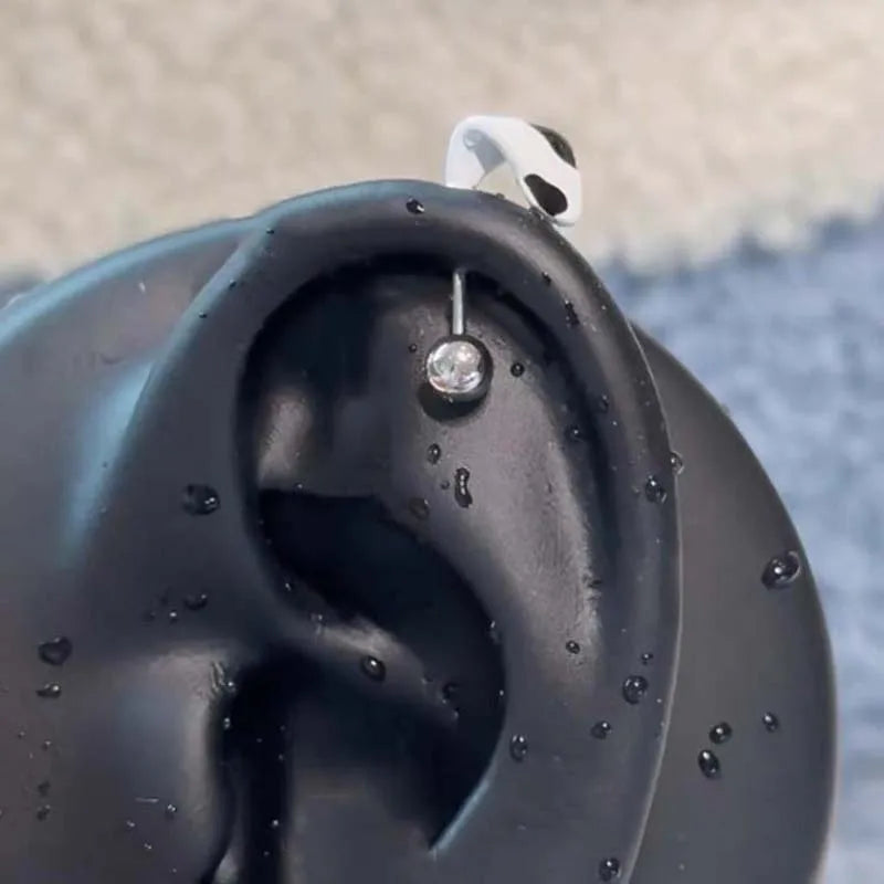 Stainless Steel Pink Zircon Ear Bone Nail for Women Sweet Cute Metal Geometric Person alternate view