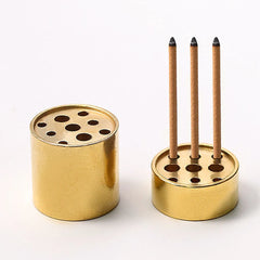 Pure Brass 9-Hole Incense Holder | Universal Incense Stick Burner for Sandalwood, Spir close-up view