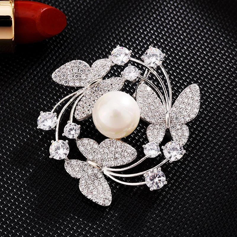 Elegant Pearl Flower Brooch Pin Badge For Women Girls Fashion Clothes Decoration Jewelry Gifts