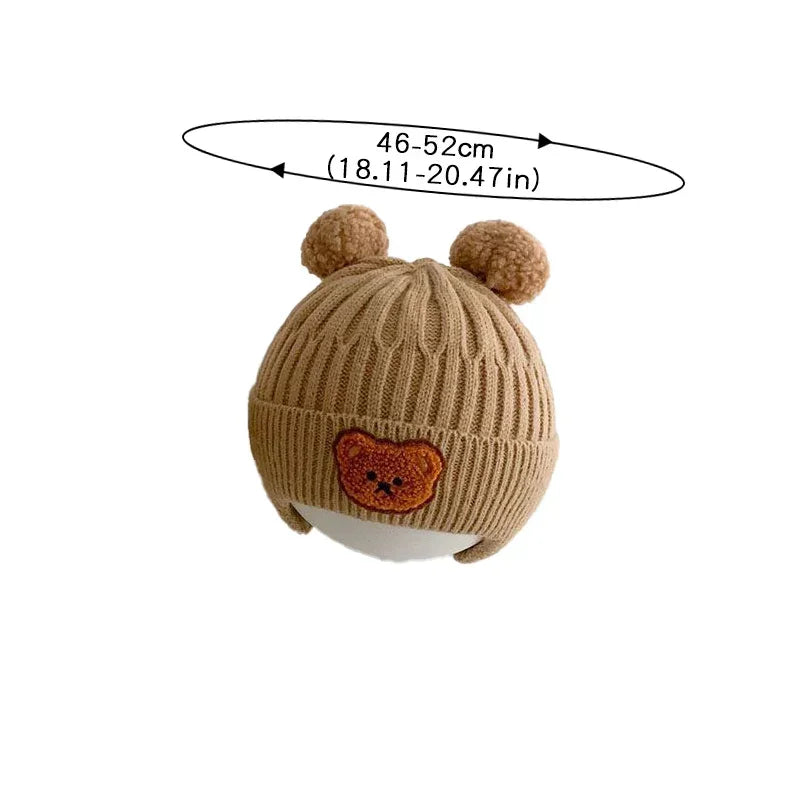 Baby Bear Ear Protection Hat | Winter Thickened Warm Knitted Hat for Children lifestyle view