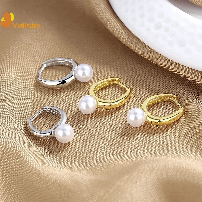 Pearl Hoop Earrings for Women | Light Luxury Fashion Jewelry detail view