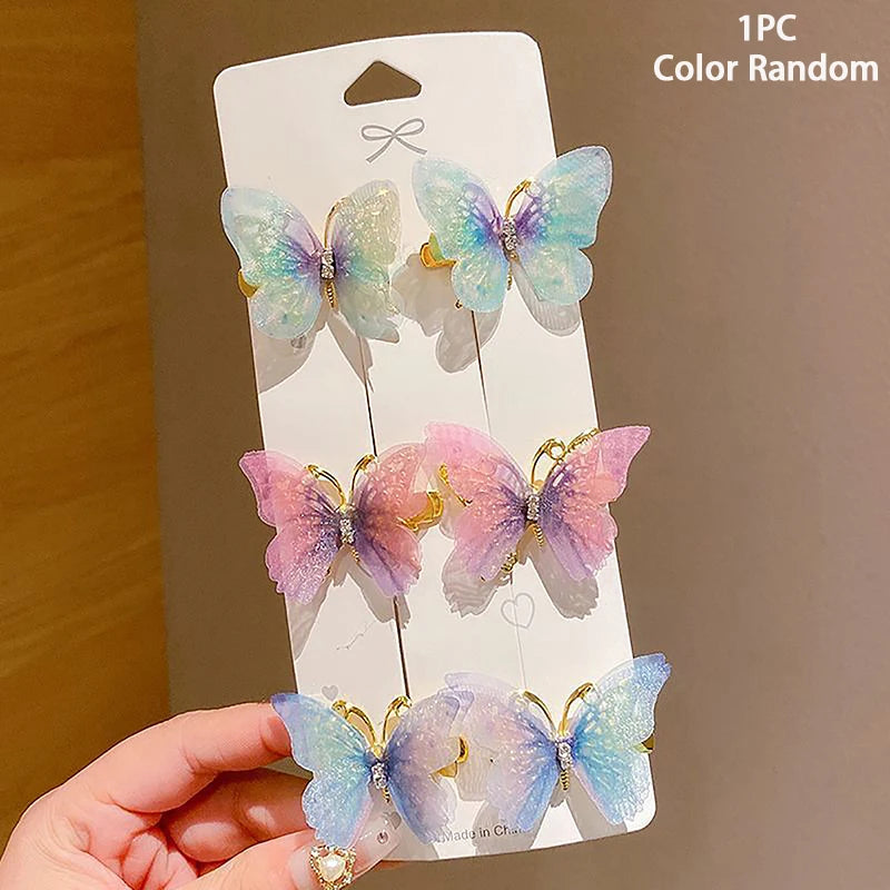Random Colorful Butterfly Hairpins Girl Hair Clips Barrettes Women Sweet Hair Ornament Rainbow Headwear Fashion Hair Accessories