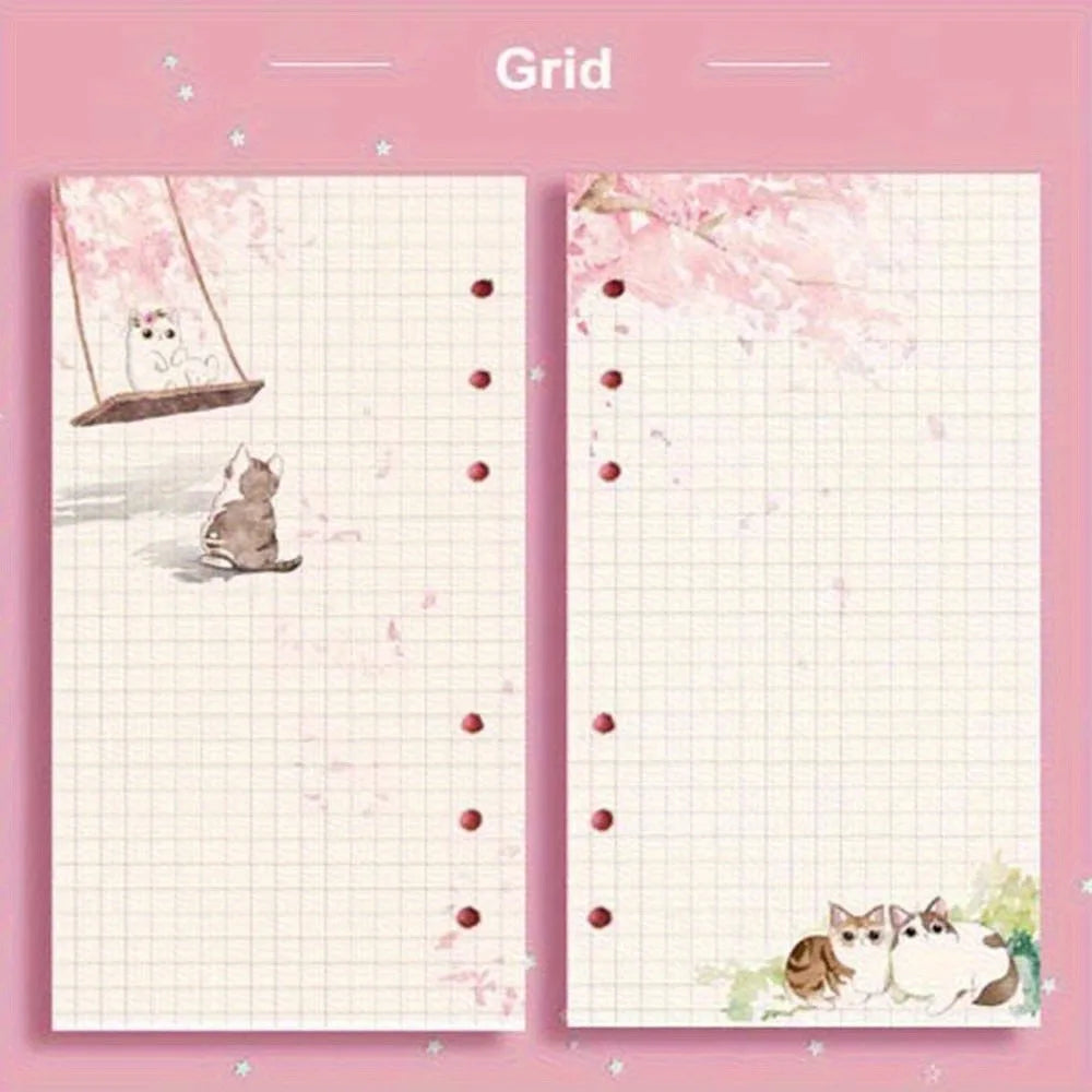 80 Sheets A6 Loose Leaf Paper Notebook Replace Paper with Kawaii Cat Sakura Design Li lifestyle view