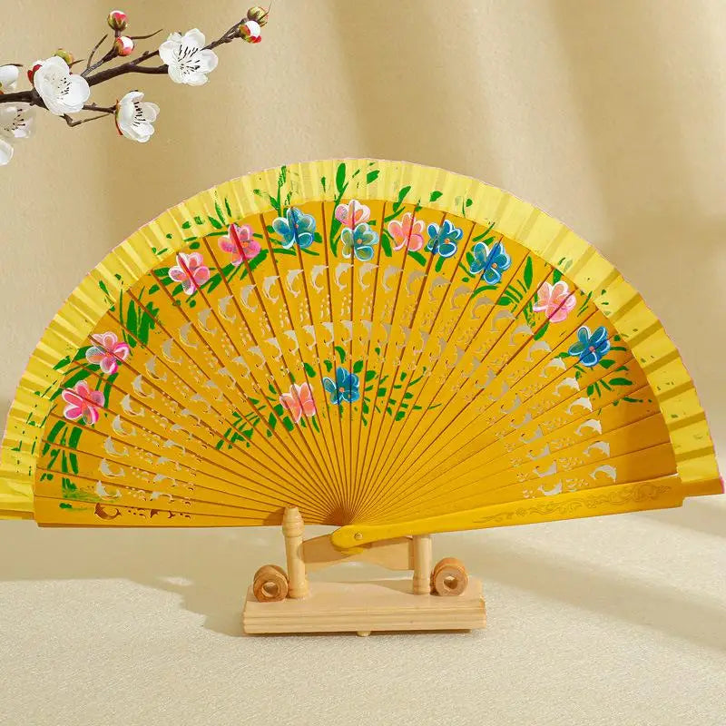 Folding Fan for Dancing and Decoration | Spanish Hand Crafted Wood Fan detail view