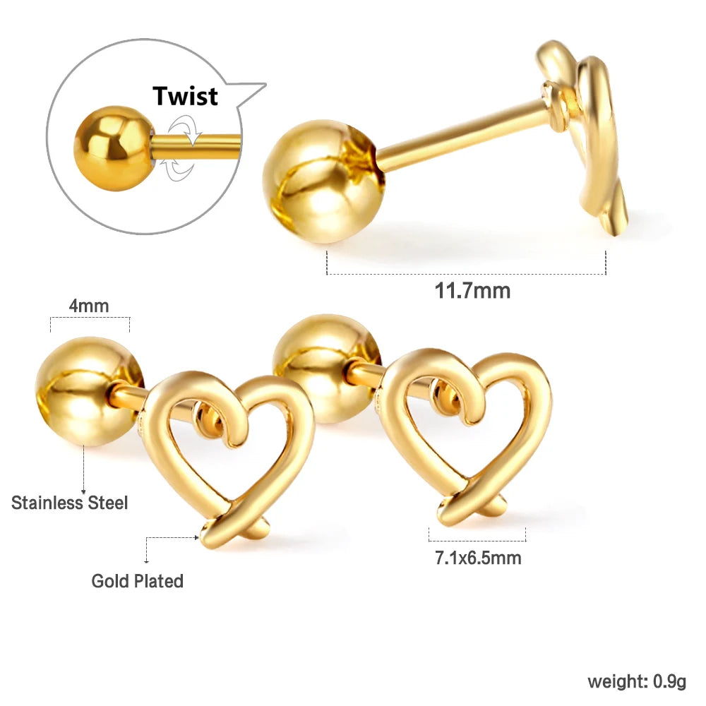 LUXUSTEEL Mini Cute Stainless Steel Stud Earrings Women Girls Heart Butterfly Rabbit alternate view