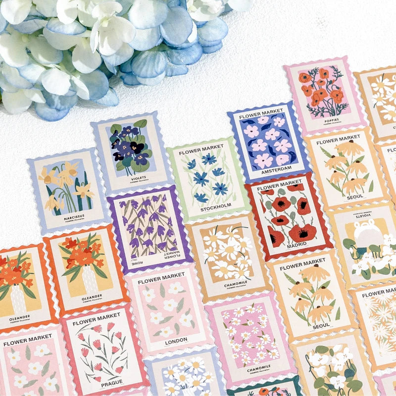 Flower Post Office Decorative Sticker Set | 46pcs Paper Stickers for Scrapbooking and alternate view