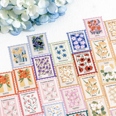 Flower Post Office Decorative Sticker Set | 46pcs Paper Stickers for Scrapbooking and alternate view