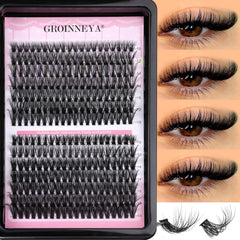 GROINNEYA Lash Clusters Wispy Eyelash Clusters Eyelash Extensions Natural Volume Lash Extensions DIY Individual Lashes Makeup