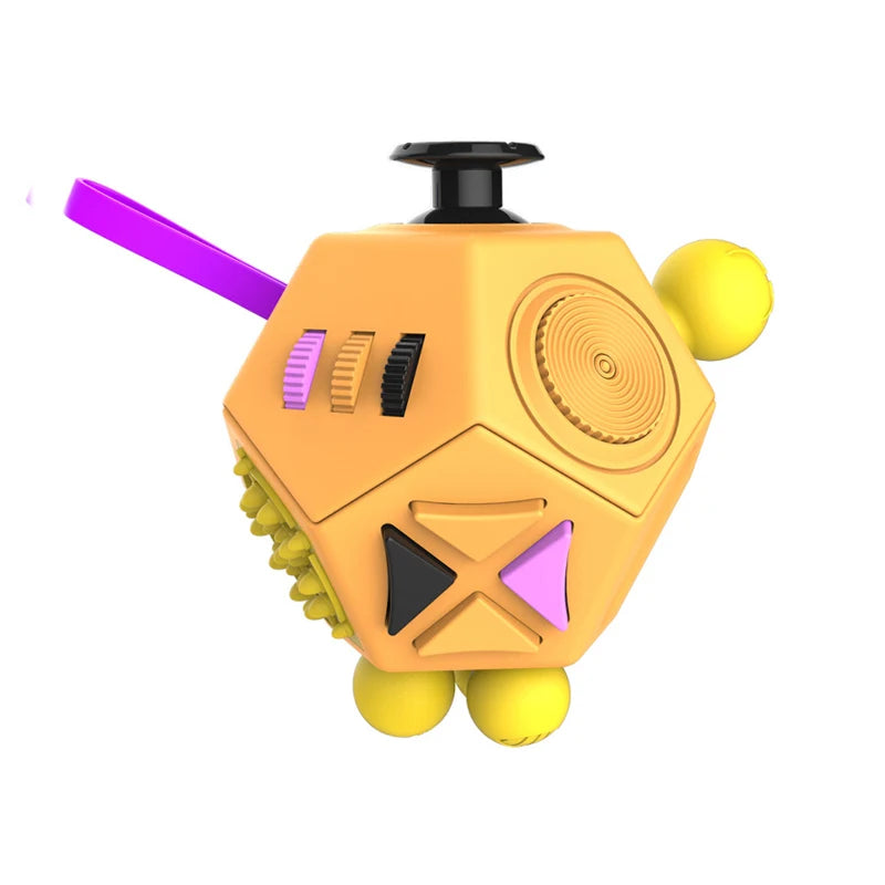 6/12 Sides Rainbow Fidget Cube | Decompression Sensory Toy for Anxiety and ADHD close-up view
