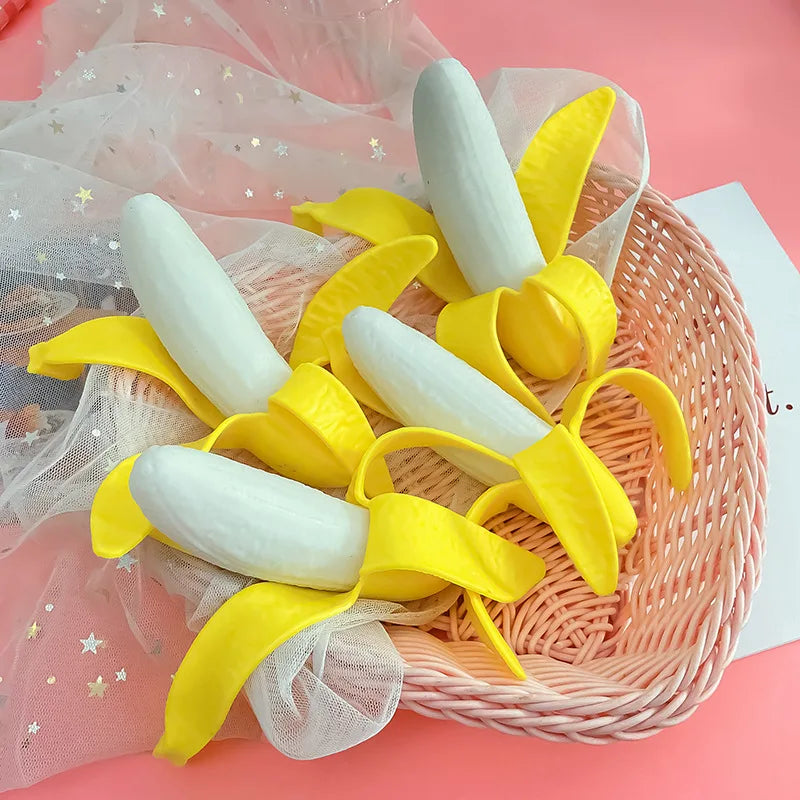 Cute Fruit Squishy Stress Balls Fidget Sensory Toy Squeeze Stress Relief Hand Toy Anti-Anxiety Banan