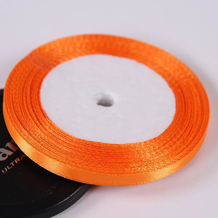 22 Meters/Roll 6mm Silk Satin Ribbons Christmas Halloween Birthday Party Gift Wrapping close-up view