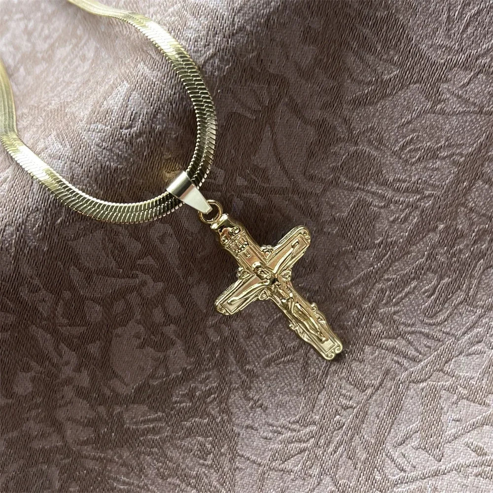 Stainless Steel Jesus Cross Necklace | Christian Pendant Jewelry for Men and Women alternate view