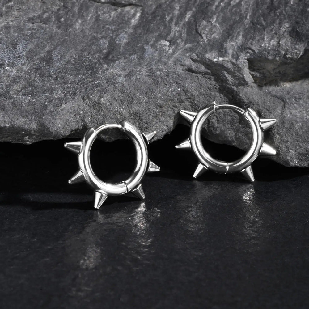 Stainless Steel Rivet Hoop Earrings for Men | Waterproof and Hypoallergenic Circle Ea alternate view