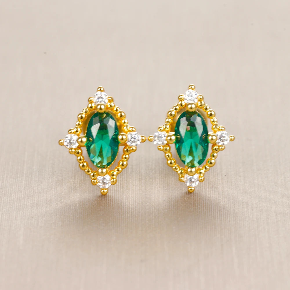 Butterfly Green Stud Earrings Women Stainless Steel close-up view