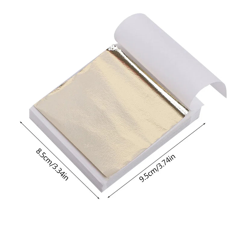 100pcs Imitation Gold Sliver Foil Paper DIY Resin Candle Plaster Craft Leaf Flake G additional angle