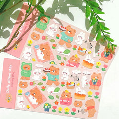 Korean Import Original BONITO Kawaii Rabbit Bear Spring Date Paper Stickers Scrapbooking Diy Journal