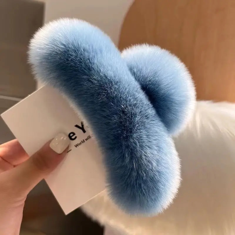 Plush Hair Clip, Cotton, 2 Pcs