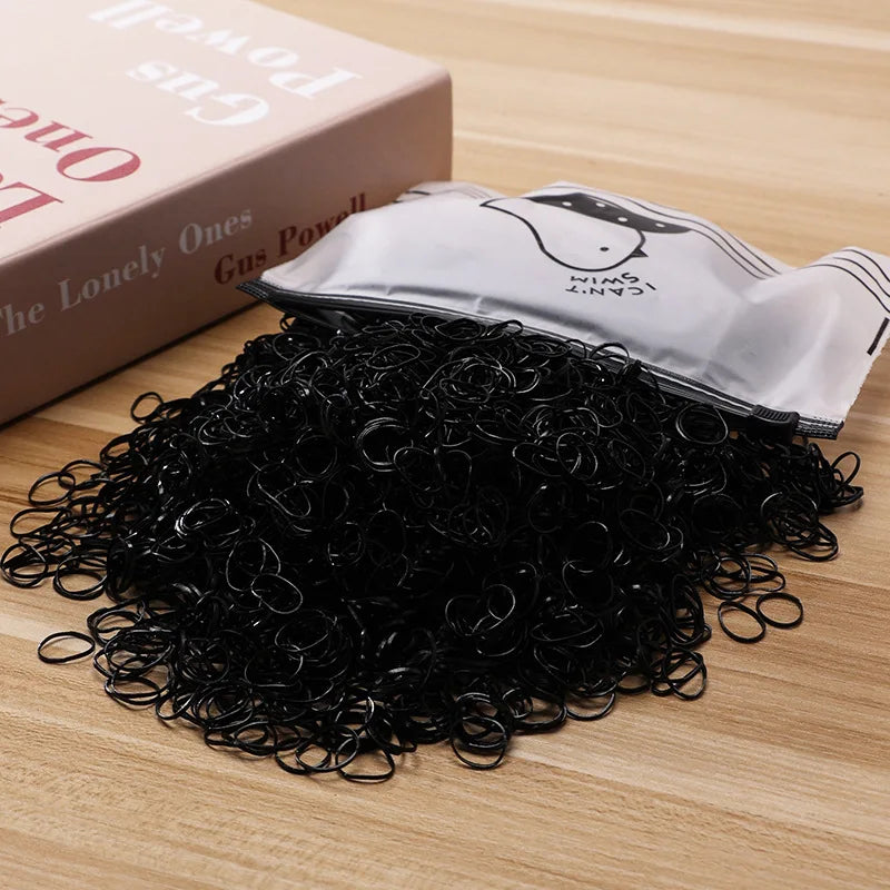 500/1000/2000pcs Girls Colourful Disposable Rubber Band Hair Ties Headband Children additional angle