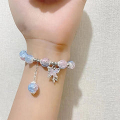 Crystal Butterfly Pendant Bracelet | Colorful Glass Bead Jewelry for Women detail view