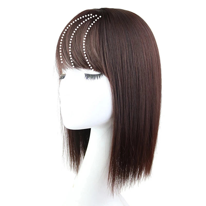 25cm Wig Piece Straight Hair Toppers Hairpiece Anti-Slip Clip In Women Bangs detail view