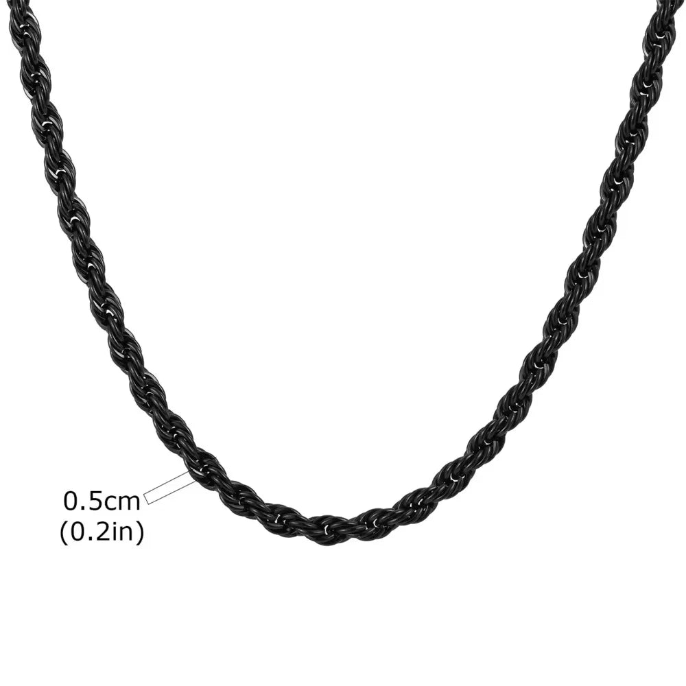 Vnox Twist Rope Chain Necklace for Men Women | Waterproof Stainless Steel Unisex Chai lifestyle view