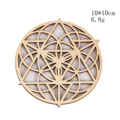 Wooden Sacred Geometry Wall Hanging | Rustic Yoga Meditation Decor detail view