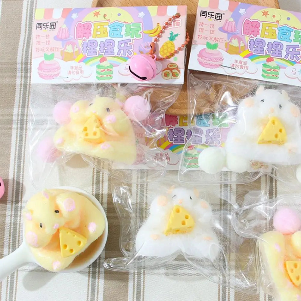 Lovely Hamster Squishy Toy Soft Mochi Squeeze Toy Fuzzy Cute Hamster Handmade Fidget lifestyle view