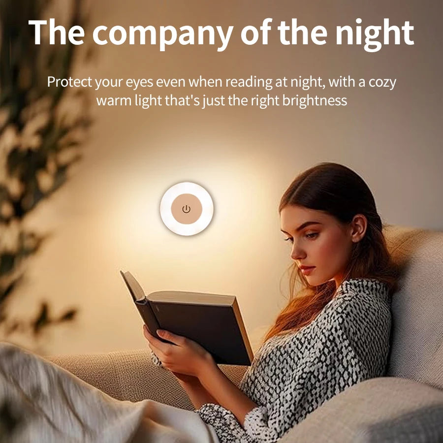 6CM Rechargeable LED Night Light | Touch Switch Wireless Wall Lamp with 3-Color Dimma lifestyle view