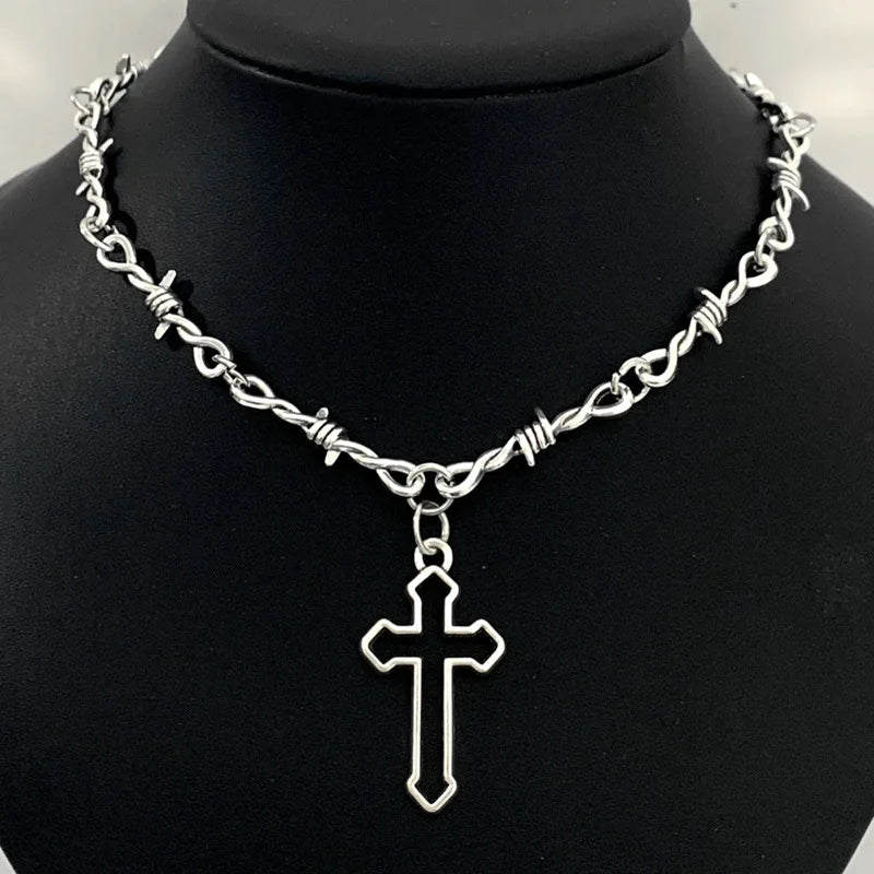 Barbed Wire Choker Necklace | Gothic Punk Thorns Chain for Women alternate view