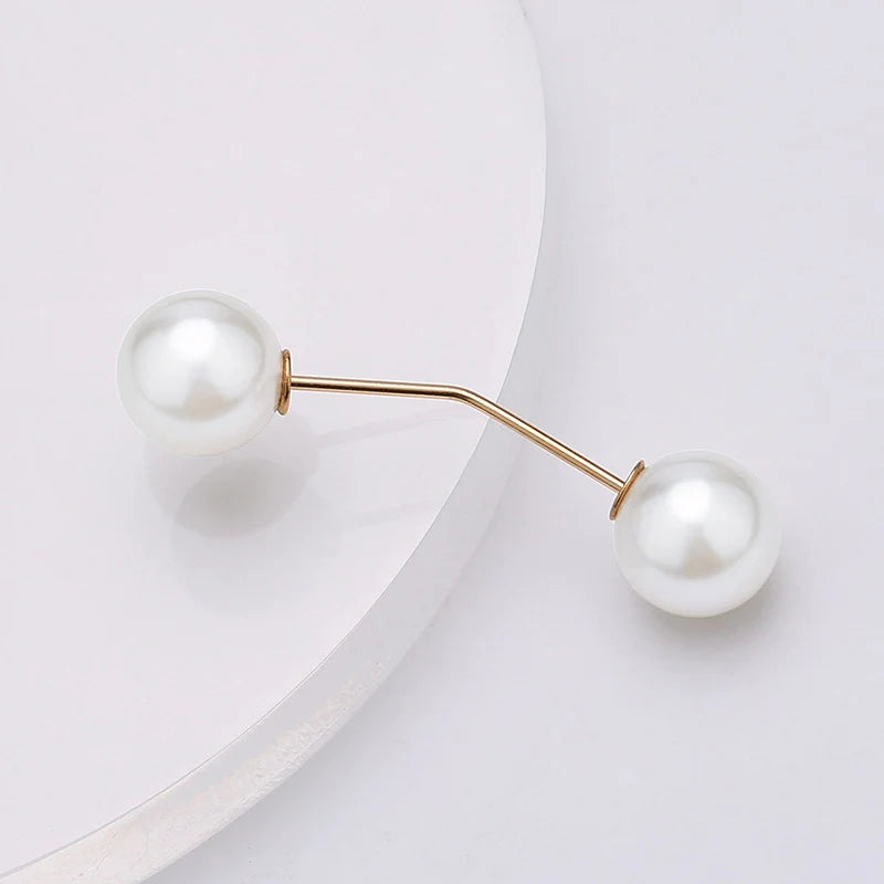 Pearl Brooch Pin For Women Scarf Double Pearl Fixed Safety Pin Accessories Clothes Buckle Clips Multifunction Brooch Clips Lapel