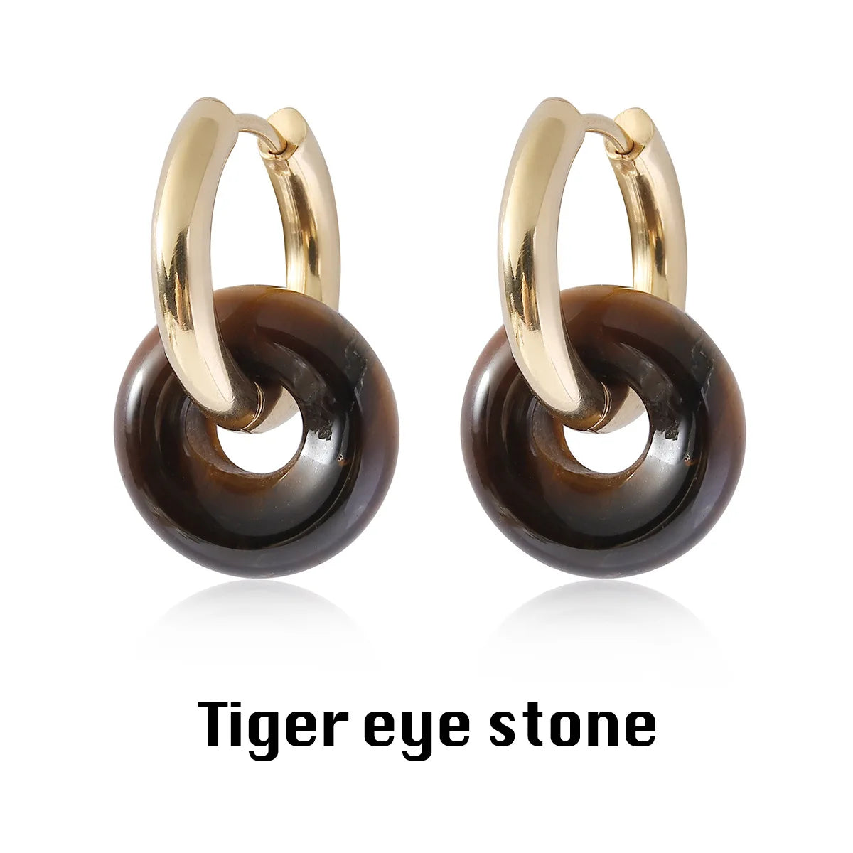 Natural stone double hoop earrings Circle crystal earrings Gemstones Round Circle Dangle Drops Earrings For Women Round earrings