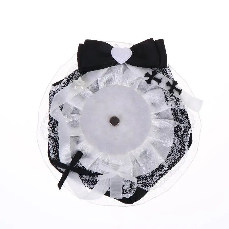 Lolita Badge Display Holder Cute Reusable Handmade Anime Organizer for Ita Bag Rosette close-up view