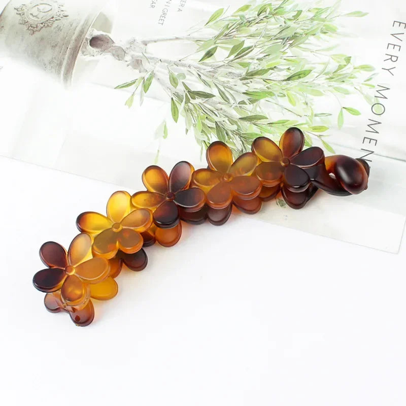 Flower Banana Hairpins Elegant Hair Clips Banana Clips Women Hairgrips Ponytail Barrettes Hair Pins  styling Accessories Jewelry
