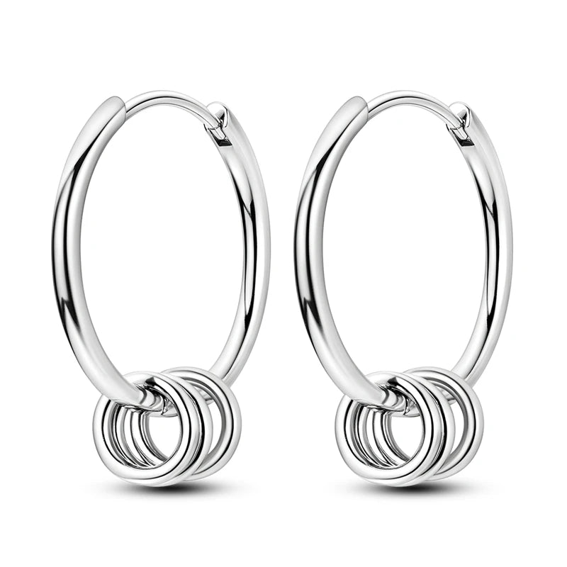 925 Sterling Silver Hoop Earrings with Zircon | Classic U-Shaped Women Jewelry