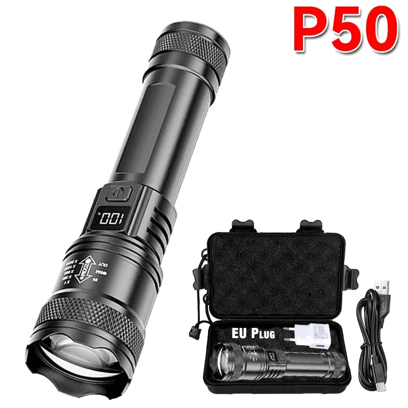 LED Tactical Flashlight P50 Telescopic Zoom Rechargeable alternate view