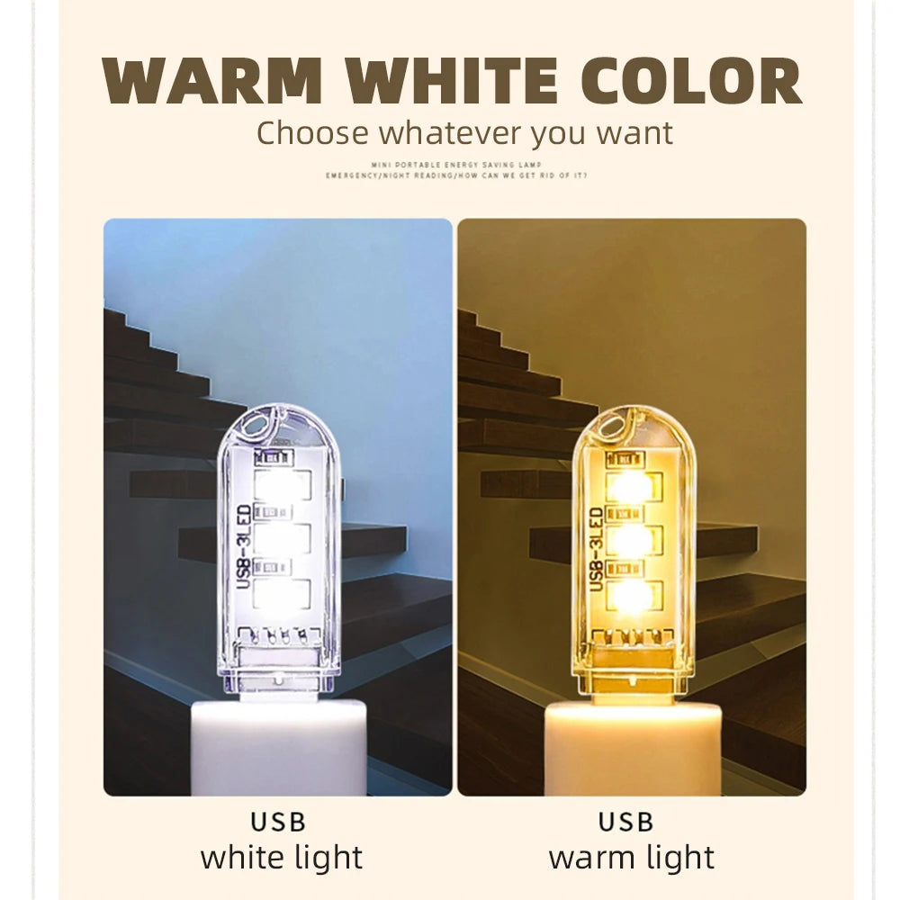 5pcs Portable USB Strip Light Mini Led Warm White Night Lights USB Plug Book Lamp Room Emergency Lighting for Power Bank PC
