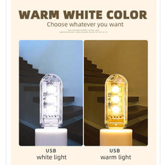 5pcs Portable USB Strip Light Mini Led Warm White Night Lights USB Plug Book Lamp Room Emergency Lighting for Power Bank PC