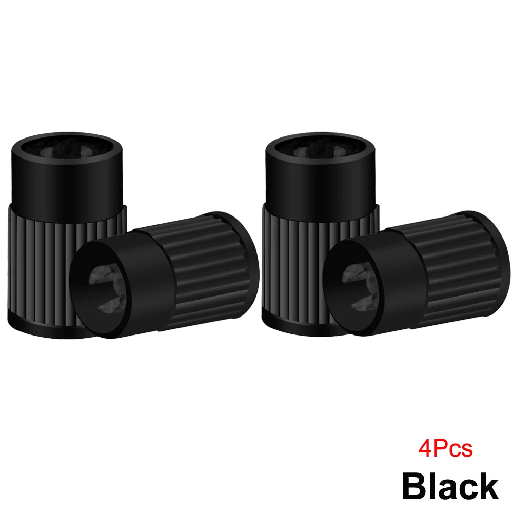 Plastic Tire Valve Caps Built-in Valve Core Remover Tool Universal Stem Covers for Car close-up view