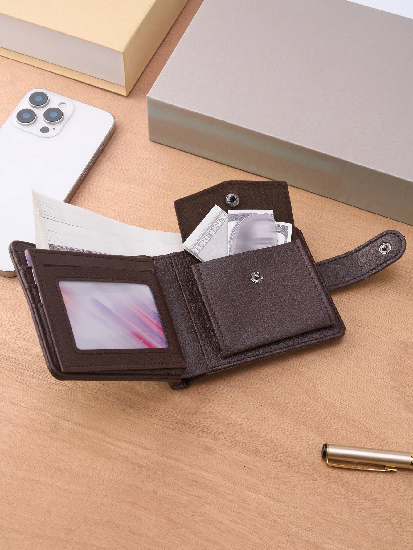 Men's Leather Zipper Wallet | Slim Short Multi-card Holder with Coin Pocket lifestyle view