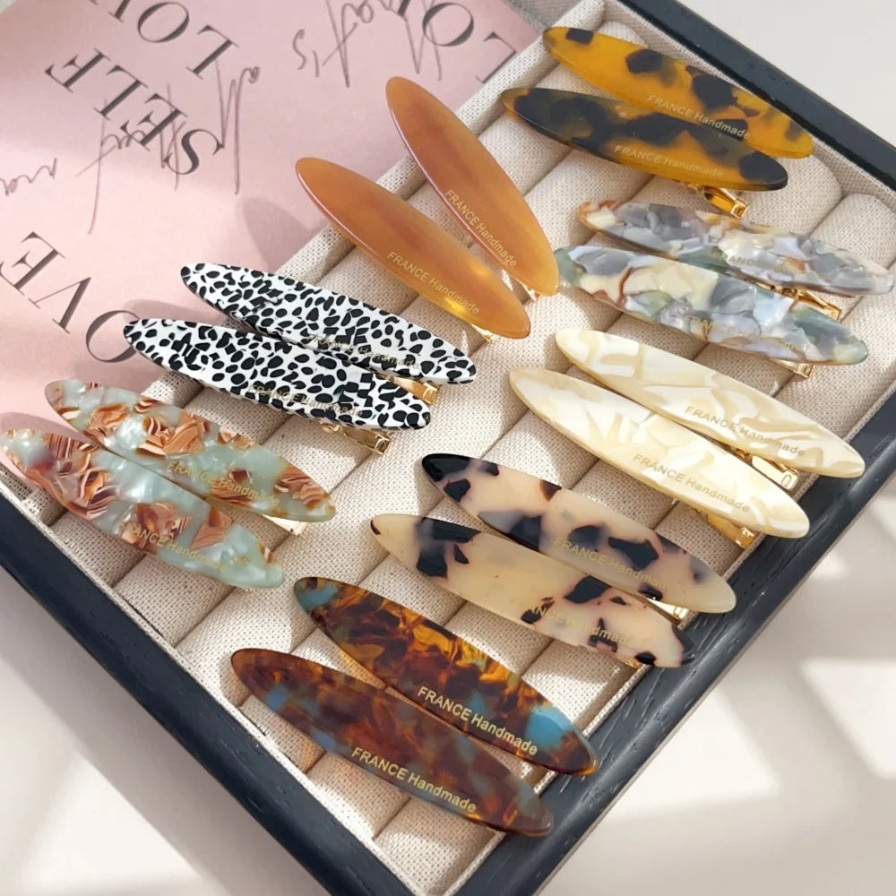 2pcs/Set Elegant Acetate Oval Hairpins Barrettes Korean Style Side Bobby Pins Bangs additional angle