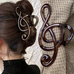 Musical Note Hair Clip Retro Resin Tea Color