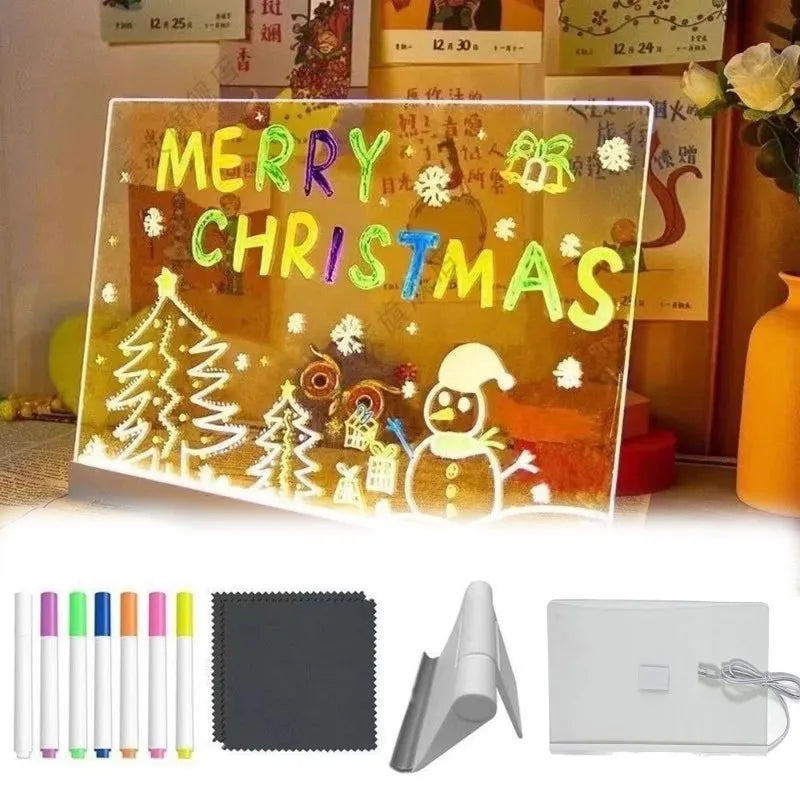 Glowing Acrylic Message Board Night Light | Rewritable Drawing Lamp for Kids alternate view