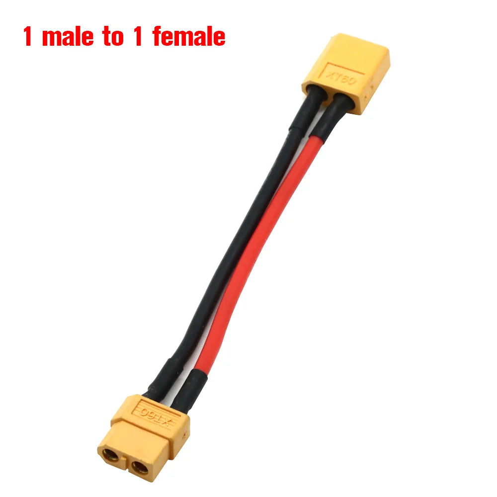XT60 Parallel Battery Connector Male/Female Cable Dual Extension Y Splitter/ 3-Way 14A close-up view