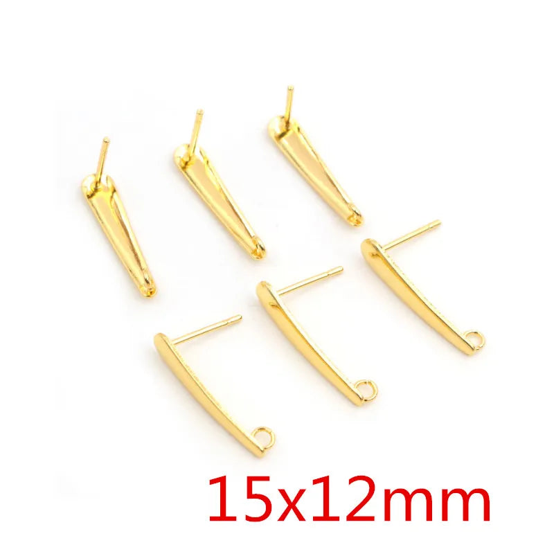 20pcs 316 Stainless Steel Gold Color Geometric Earring Stud Earring Posts Connector fo close-up view