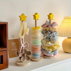 Wood Desktop Hair Rope Holder Multi-purpose Jewelry Bracelet Organizer Display Holder close-up view